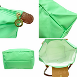 画像をギャラリービューアに読み込む, 【中古】Longchamp ロンシャン トートバッグ グリーン ナイロン×レザー バッグ i1029pq0315
