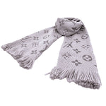 将图片加载到图库查看器，【中古】ルイ・ヴィトン Louis Vuitton マフラー ロゴマニア ライトグレー i0424lq009209
