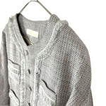 画像をギャラリービューアに読み込む, 【中古】VOUS ETES ヴゼット フリンジツイード ジャケット ノーカラー シルバー グレー フォーマル セレモニー 卒業式 入学式 i0515n0033
