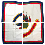 将图片加载到图库查看器，【中古】ロベルタディカメリーノ Roberta di Camerino スカーフ ロゴ おしゃれ オフホワイト レッド カーキ ネイビー i0727tq0113
