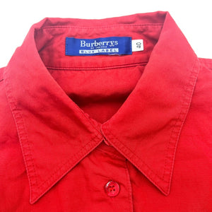 【中古】バーバリー BURBERRY 長袖シャツ ロゴ刺しゅう Burberrys 鮮やか レッド 赤 h0625aq008