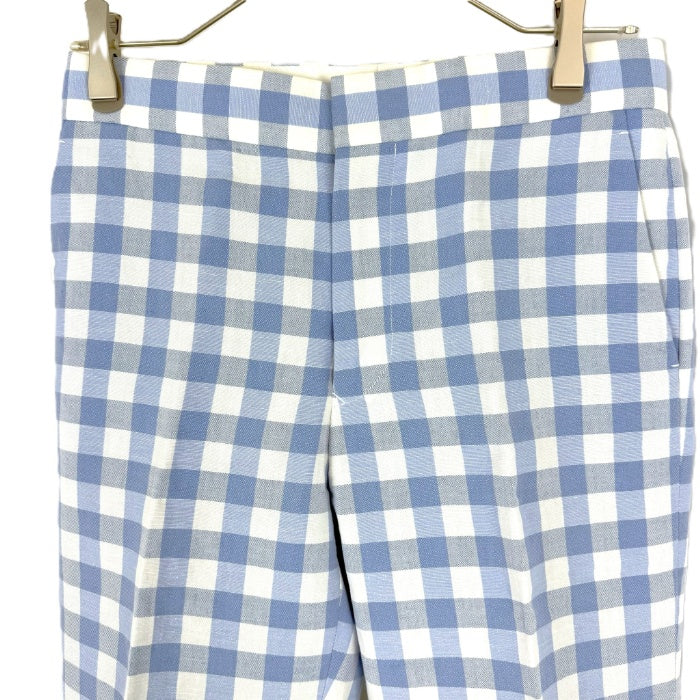 【中古】ドゥロワー Drawer ギンガムチェックパンツ ワイドテーパード ライトブルー ホワイト i0811y00415
