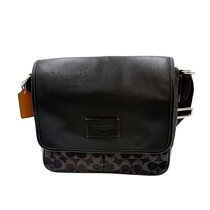 COACH ブラック レザー ショルダーバッグ 中古】COACH コーチ シグネチャー ショルダーバッグ C0938 ブラック