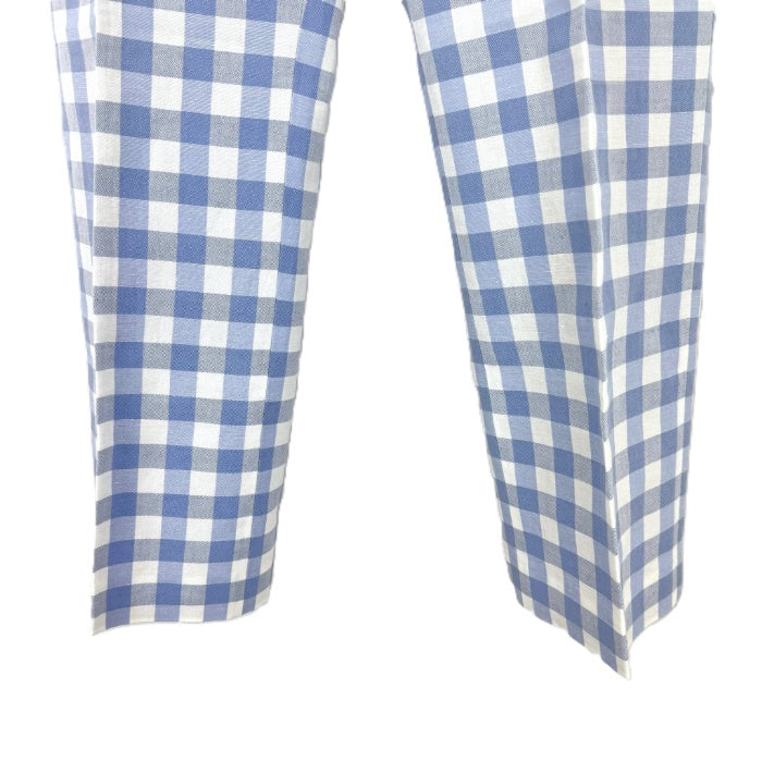 【中古】ドゥロワー Drawer ギンガムチェックパンツ ワイドテーパード ライトブルー ホワイト i0811y00415
