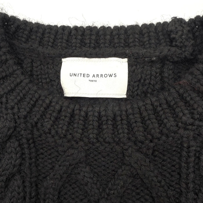 【中古】ユナイテッドアローズ UNITED ARROWS アランニット ケーブル編みニット ウール 可愛い モコモコ ブラック 黒 i0204i0173