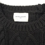 将图片加载到图库查看器，【中古】ユナイテッドアローズ UNITED ARROWS アランニット ケーブル編みニット ウール 可愛い モコモコ ブラック 黒 i0204i0173
