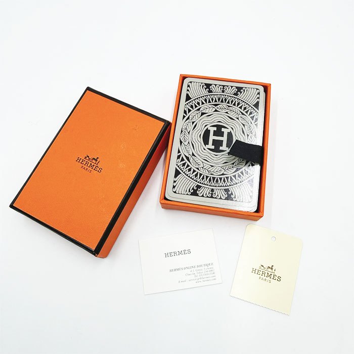 中古】エルメス HERMES トランプ 箱付き プレイングカード オレンジ