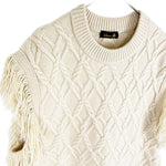 画像をギャラリービューアに読み込む, 【中古】Drawer ドゥロワー カシミヤ100% フリンジニット ベスト ホワイト ケーブルニット j0128n00160
