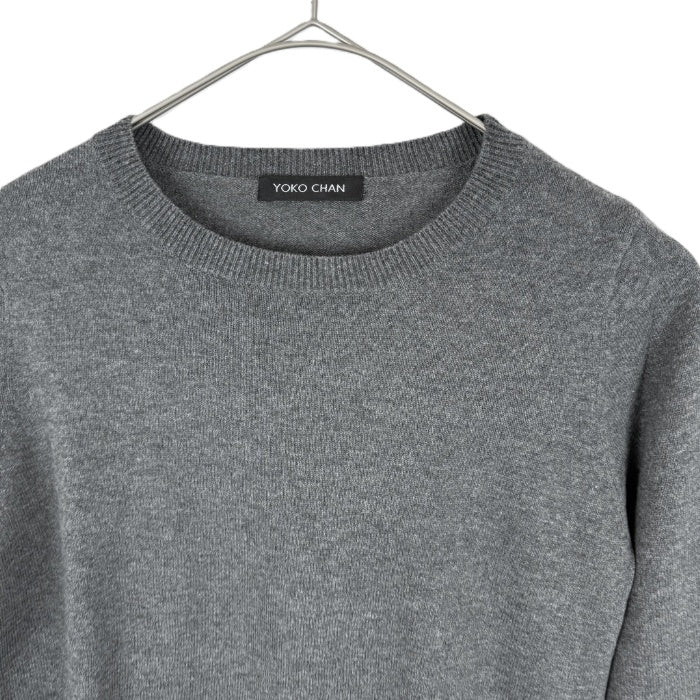 【中古】ヨーコチャン YOKO CHAN クルーネックニット 裾フリル 切り替え グレー ネイビー 紺 i0703n02312