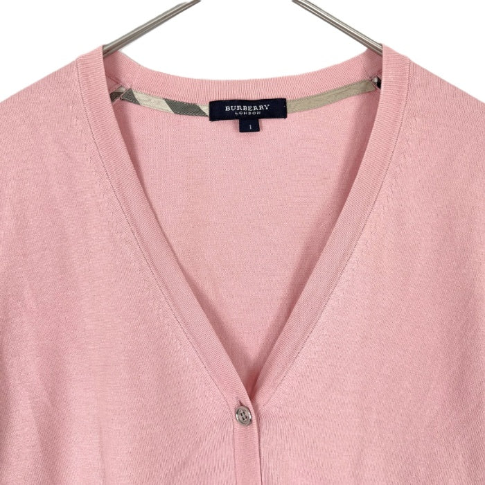 【中古】バーバリー BURBERRY アンサンブルニット 半袖 カーディガン セット コットン くすみピンク i0606aq01520