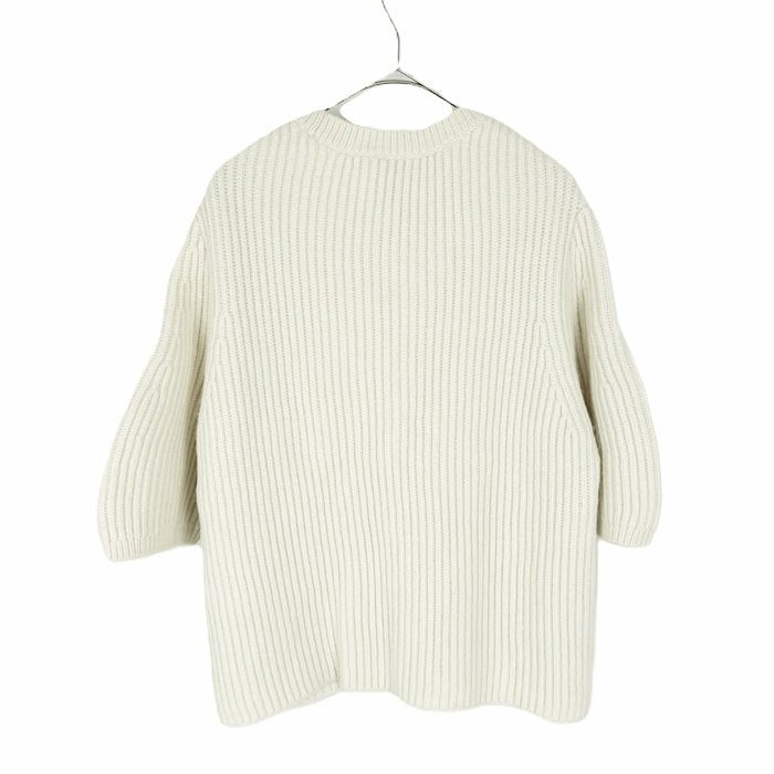 【中古】ドゥロワー Drawer ニット セーター リブ編み 五分袖 クルーネック カシミヤ混 i0421h00315