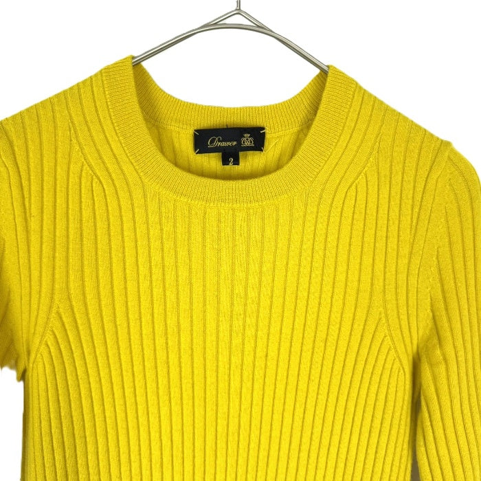 【中古】ドゥロワー Drawer 半袖リブニット リブクルーネックショートスリーブ イエロー くすみカラー i0925i01015