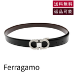 Load image into Gallery viewer, 【中古】Salvatore Ferragamo サルヴァトーレ フェラガモ ガンチーニ レザーベルト ブラック シルバーバックル 社外ベルト メンズ j0618lq00671
