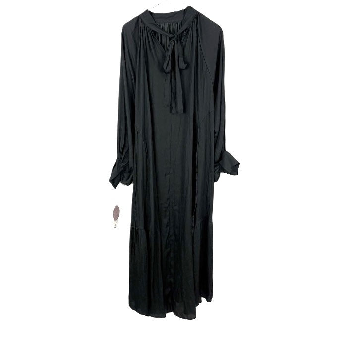 【中古】エミ emmi スタンドカラー バックリボンワンピース とろみ素材 落ち感 ブラック 黒 i0417m0165