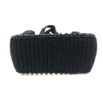 Load image into Gallery viewer, 【中古】プラダ PRADA ラフィアバッグ クロシェ トートバッグ メッシュ ロゴ刺しゅう 新品 未使用 ブラック 黒 i0305bq0011122
