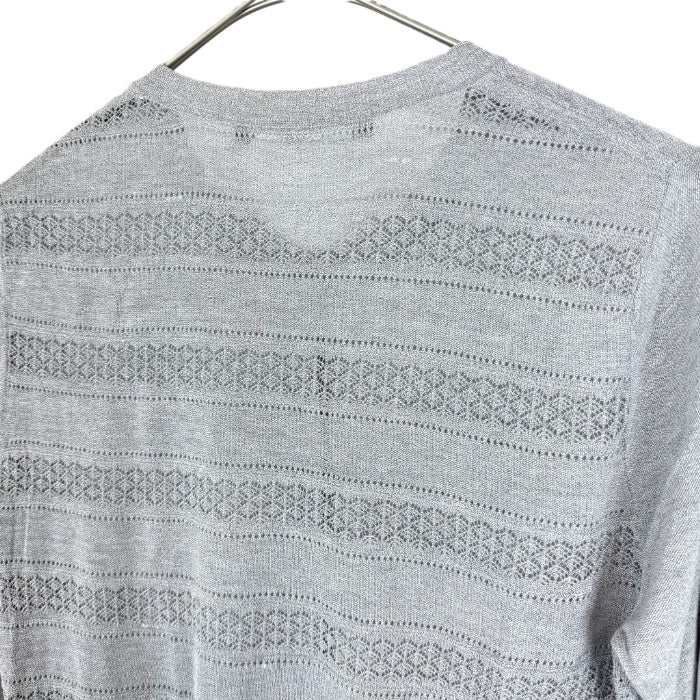 【中古】セオリーリュクス Theory luxe 七分袖カーディガン バックレース編み 透け感 ライトグレー i0807n0025