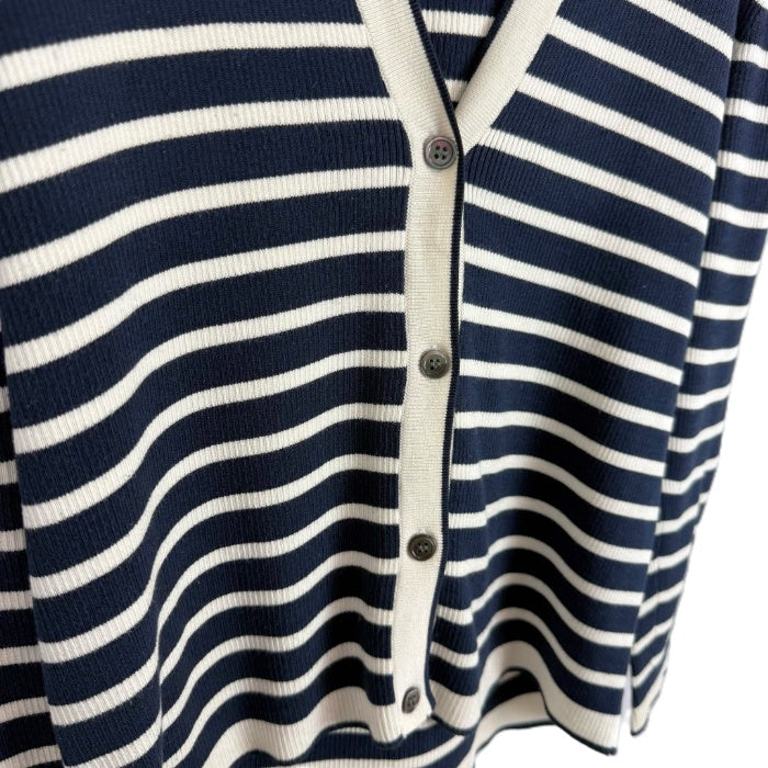 【中古】セオリーリュクス Theory luxe ボーダーカーディガン リブニット シルク ネイビー ホワイト i0703n0126