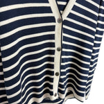 将图片加载到图库查看器，【中古】セオリーリュクス Theory luxe ボーダーカーディガン リブニット シルク ネイビー ホワイト i0703n0126
