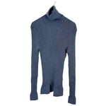 画像をギャラリービューアに読み込む, 【中古】Drawer ドゥロワー タートルネック ニット ネイビー カシミヤ シルク リブニット j0209y01027
