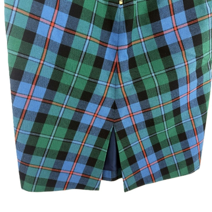 【中古】ドゥロワー Drawer スカート チェック柄 オレンジ混 ひざ丈 コットン グリーン ブルー ブラック i0507m0040