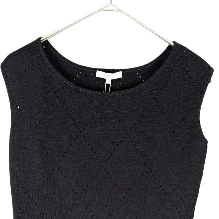 【中古】エポカ EPOCA ノースリーブニット デザイン編み ダイヤチェック ブラック 黒 i0818n0164