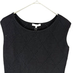 将图片加载到图库查看器，【中古】エポカ EPOCA ノースリーブニット デザイン編み ダイヤチェック ブラック 黒 i0818n0164
