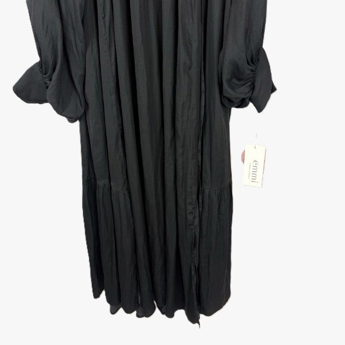 【中古】エミ emmi スタンドカラー バックリボンワンピース とろみ素材 落ち感 ブラック 黒 i0417m0165