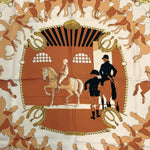 Load image into Gallery viewer, 【中古】エルメス HERMES スカーフ カレ90 MANEGE 大判 シルク 柄 ライトベージュ ブラウン系 i0606aq020110
