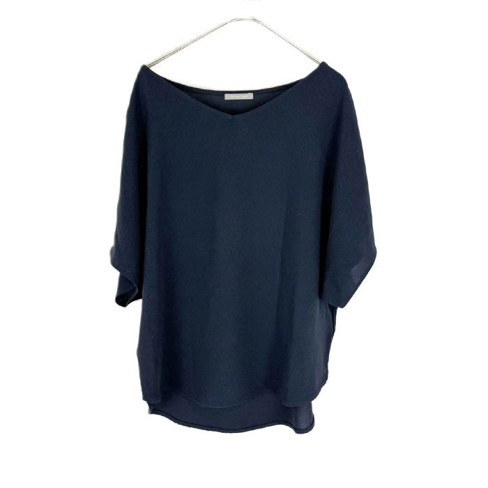 【中古】セオリーリュクス theory luxe カットソー 半袖 透け感 とろみ素材 ネイビー 紺 i0904n0055