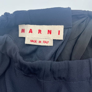 【中古】マルニ MARNI 後リボンブラウス 長袖 背中スリット 落ち感 ネイビー 紺 h0508k006