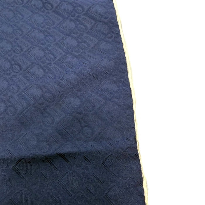 【中古】クリスチャンディオール Christian Dior スカーフ 大判 ロゴ総柄 パイピング ネイビー アイボリー i0601oq00457