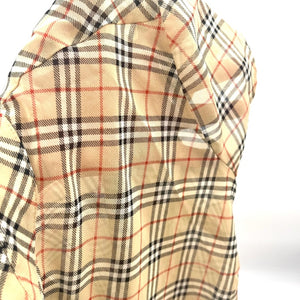 【中古】バーバリー BURBERRY シアーブラウス チェック柄 半袖 透け感 ベージュ系 h0625aq009