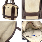 画像をギャラリービューアに読み込む, 【中古】バーバリー BURBERRY ハンドバッグ バイカラー 布生地 レザー カジュアル ベージュ ダークブラウン i0601oq01762
