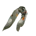 将图片加载到图库查看器，【中古】ヴァレンチノ VALENTINO スカーフ 花柄 ストライプ シアー 透け感 くすみカラー カーキ アイボリー i0619wq03710
