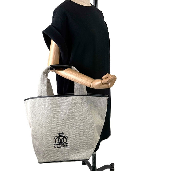 【中古】ドゥロワー Drawer ノベルティトートバッグ キャンバス生地 レザー グレー系 ブラック i0811y00212