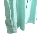 画像をギャラリービューアに読み込む, 【中古】シャルベ Charvet フロントフリルノーカラーシャツ ブラウス ピンストライプ チェック ライトブルーグリーン i0619a00452
