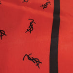 Load image into Gallery viewer, 【中古】イヴサンローラン Yves Saint Laurent スカーフ 大判 ロゴ柄 光沢 レッド ブラック i0606aq0166

