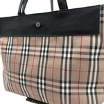 画像をギャラリービューアに読み込む, 【中古】バーバリー BURBERRY トートバッグ チェック柄 ナイロン レザー バイカラー ベージュ系 ブラック i0627aq00487
