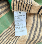 画像をギャラリービューアに読み込む, 【中古】ドルチェ＆ガッバーナ Dolce &amp; Gabbana スカート ボーダー リネン混 グリーン ベージュ 38 i1008n00218
