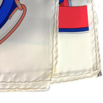 将图片加载到图库查看器，【中古】エルメス HERMES スカーフ 自由への車輪 En Route Libre ホワイト ブルー レッド i0810oq004103
