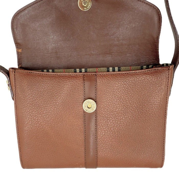 中古】バーバリー BURBERRY ショルダーバッグ レザー 内側チェック 