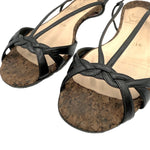 Load image into Gallery viewer, 【中古】クリスチャンルブタン Christian Louboutin サンダル ストラップ コルク ローヒール ブラック ブラウン i0623k0128
