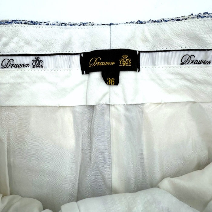 【中古】ドゥロワー Drawer テーパードパンツ ツイード ミックス生地 ブルー系 ホワイト i0619a00357