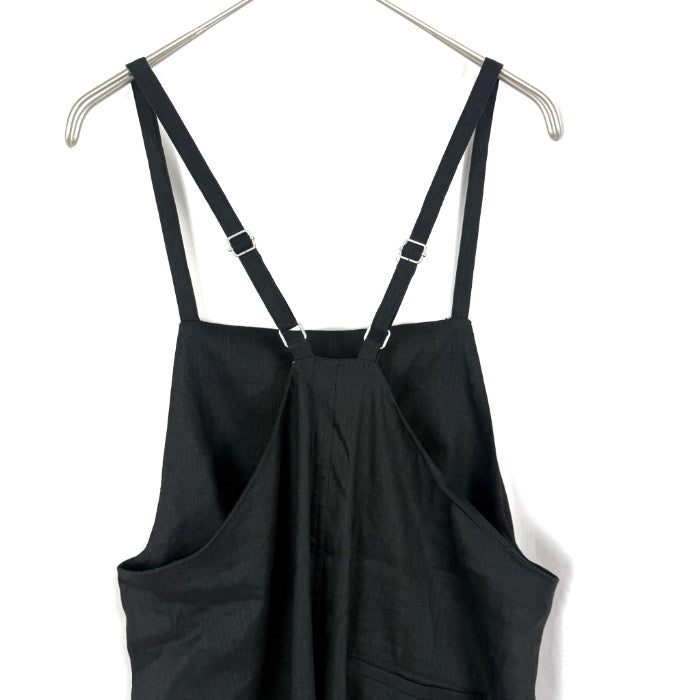 【中古】栗原はるみ KURIHARA HARUMI サロペットスカート ロング 裾スリット リネン混 ブラック 黒 h1223rq0166