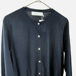 将图片加载到图库查看器，【中古】ノーリーズソフィー NOLLEY&#39;S sophi クルーネックカーディガン シンプル 薄手 透け感 ネイビー 紺 i0417m0033
