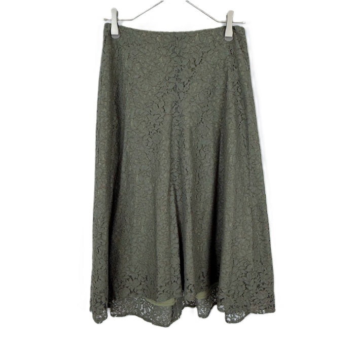 【中古】ノーリーズ NOLLEY'S 総レースフレアスカート 上品 カーキ系 くすみカラー i0807n0243