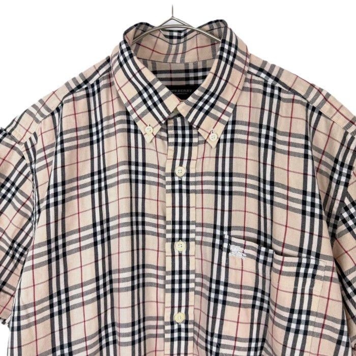 【中古】バーバリー BURBERRY 半袖シャツ 定番チェック柄 ロゴ刺しゅう ベージュ系 i0710lq02127