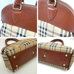 画像をギャラリービューアに読み込む, 【中古】バーバリー BURBERRY ハンドバッグ ノバチェック 定番チェック柄 バイカラー ベージュ系 ブラウン i0413oq001149
