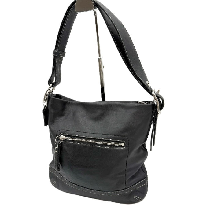 【中古】コーチ COACH ワンショルダーバッグ レザー タッセル付き ステッチ おしゃれ ブラック 黒 i0731wq02310