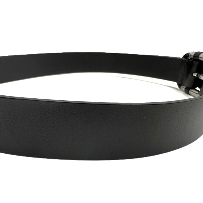 【中古】グッチ GUCCI ベルト シンプル レザー 編込み シルバーバックル ブラック 黒 i0606aq018110